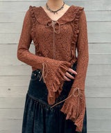 Lace Long Sleeve Blouse-Forget-me-nots-Forget-me-nots Online Store