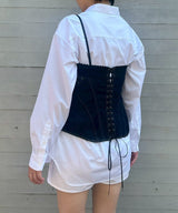 Lace Up Denim Bustier-FETICO-Forget-me-nots Online Store