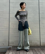 Wave Panelled Pants-kotohayokozawa-Forget-me-nots Online Store