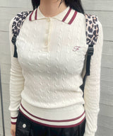 Long Sleeve Knit Polo-Forget-me-nots-Forget-me-nots Online Store