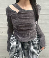 Velvet Strap Zipper Top-LOADINGROOM-Forget-me-nots Online Store