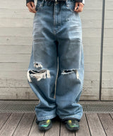 Double Denim Track Pants-LOADINGROOM-Forget-me-nots Online Store