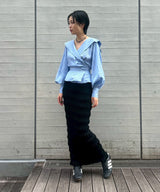 Rose Jaquard Stripe Sailor Collar Blouse-FETICO-Forget-me-nots Online Store