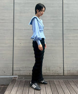 Rose Jaquard Stripe Sailor Collar Blouse-FETICO-Forget-me-nots Online Store