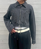 Lace Up Denim Jacket-FETICO-Forget-me-nots Online Store