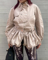 Puff Skirt Buttoned Double Jacket-rokh-Forget-me-nots Online Store