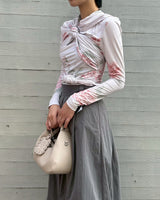 Knotted Jersey Top-rokh-Forget-me-nots Online Store