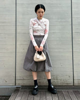 Baloon Pleats Belted Skirt-Forget-me-nots-Forget-me-nots Online Store