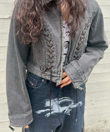 Lace Up Denim Jacket-FETICO-Forget-me-nots Online Store