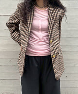 Check Wool Mix Oversized Blazer