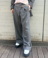Brushed Wool Stripe Mid Waist Pants-GANNI-Forget-me-nots Online Store