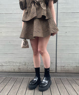Crinkled Taffeta Check Mini Circle Skirt-GANNI-Forget-me-nots Online Store