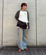 Layered Pleats Wrap Skirt-Forget-me-nots-Forget-me-nots Online Store