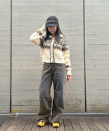 Flocked Denim Pants-Forget-me-nots-Forget-me-nots Online Store