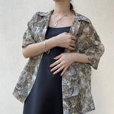 Cats Printed Boil Open Collar Shirt-beautiful people-Forget-me-nots Online Store