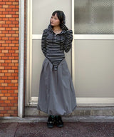 Baloon Pleats Belted Skirt-Forget-me-nots-Forget-me-nots Online Store