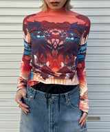 Creature Print Jersey Top-Feng Chen Wang-Forget-me-nots Online Store