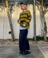 Border Crew Neck Knit-Forget-me-nots-Forget-me-nots Online Store