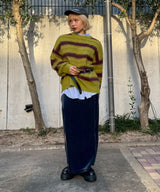 Flex Velvet Side Slit Skirt-kotohayokozawa-Forget-me-nots Online Store