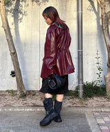 Fake Leather Jacket-Forget-me-nots-Forget-me-nots Online Store