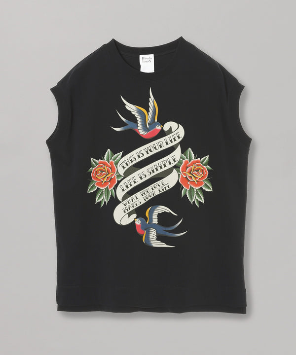 Printed Tattoo Tee-Rhodolirion-Forget-me-nots Online Store