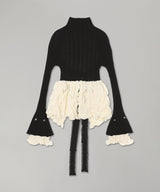 Back Open Smocking Contrast Top-rokh-Forget-me-nots Online Store