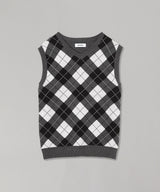 Argyle Sport Knit Vest-BASICKS-Forget-me-nots Online Store