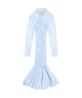 Striped Poplin Midi Skirt With Bubble Hem-CONSTANÇA ENTRUDO-Forget-me-nots Online Store