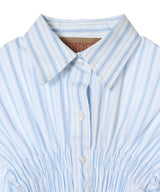 Striped Poplin Midi Skirt With Bubble Hem-CONSTANÇA ENTRUDO-Forget-me-nots Online Store