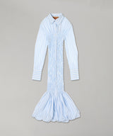 Striped Poplin Midi Skirt With Bubble Hem-CONSTANÇA ENTRUDO-Forget-me-nots Online Store