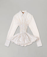 Striped Poplin Shirt With Bubble Hem-CONSTANÇA ENTRUDO-Forget-me-nots Online Store