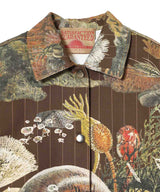 Pinstripe Printed Shirt Jacket-CONSTANÇA ENTRUDO-Forget-me-nots Online Store