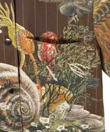 Pinstripe Printed Shirt Jacket-CONSTANÇA ENTRUDO-Forget-me-nots Online Store