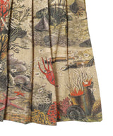 Printed Denim Pleated Skirt-CONSTANÇA ENTRUDO-Forget-me-nots Online Store