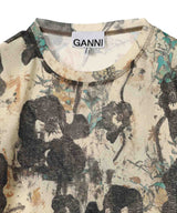 Printed Marl Mesh Long Sleeve Top-GANNI-Forget-me-nots Online Store