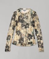 Printed Marl Mesh Long Sleeve Top-GANNI-Forget-me-nots Online Store