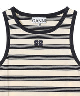 Striped Soft Cotton Rib Tank Top-GANNI-Forget-me-nots Online Store
