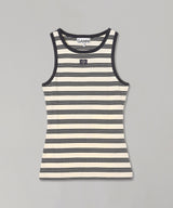 Striped Soft Cotton Rib Tank Top-GANNI-Forget-me-nots Online Store