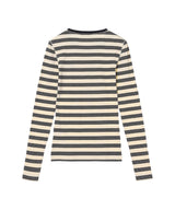 Striped Soft Cotton Rib Long Sleeve T-Shirt-GANNI-Forget-me-nots Online Store