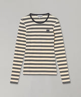 Striped Soft Cotton Rib Long Sleeve T-Shirt-GANNI-Forget-me-nots Online Store