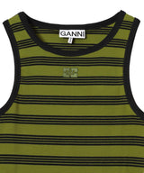 Striped Soft Cotton Rib Tank Top-GANNI-Forget-me-nots Online Store