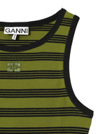 Striped Soft Cotton Rib Tank Top-GANNI-Forget-me-nots Online Store