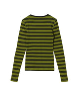 Striped Soft Cotton Rib Long Sleeve T-Shirt-GANNI-Forget-me-nots Online Store