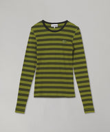 Striped Soft Cotton Rib Long Sleeve T-Shirt-GANNI-Forget-me-nots Online Store