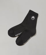 Moon Logo Ribbed Knit Crew Socks-Marine Serre-Forget-me-nots Online Store