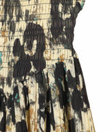 Printed Pleats Smock Midi Straps Dress-GANNI-Forget-me-nots Online Store