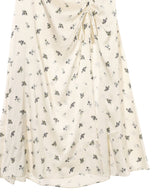 Printed Satin Gathered Long Dress-GANNI-Forget-me-nots Online Store