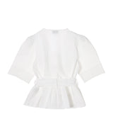 Washed Stretch Cotton Tie Strap Blouse-GANNI-Forget-me-nots Online Store