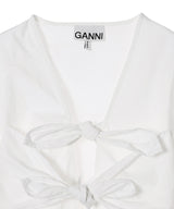 Washed Stretch Cotton Tie Strap Blouse-GANNI-Forget-me-nots Online Store
