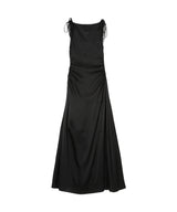 Solid Satin Gathered Long Dress-GANNI-Forget-me-nots Online Store